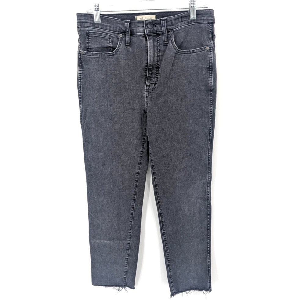 Madewell Jeans Womens 29 Gray Stovepipe High Rise Stretch Raw Hem Cropped Pants